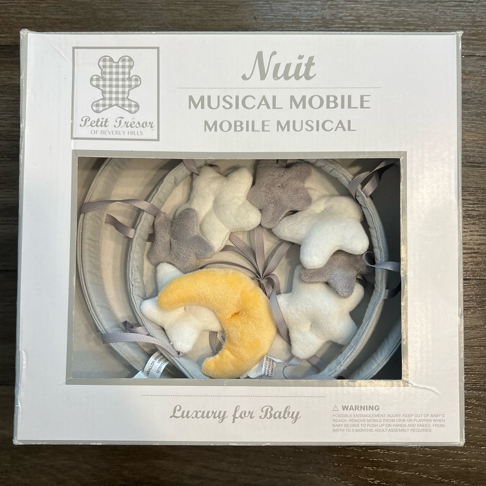 Brand New in Box Petit Trésor Nuit Musical Mobile- Moon & Stars
